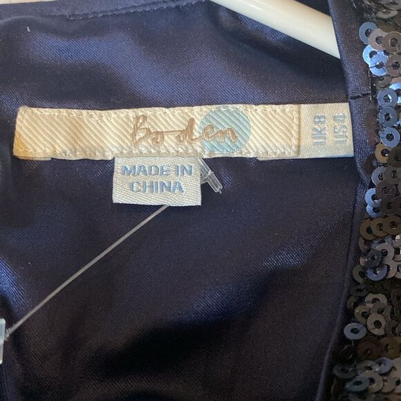 BODEN Black Sequin Striped Long Sleeve Top S 4 - Picture 7 of 8